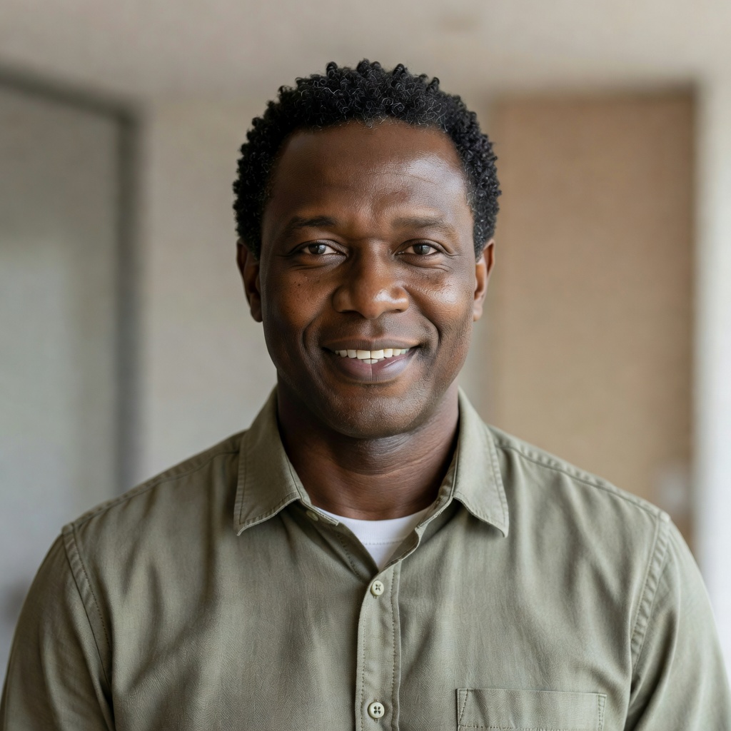 Portrait photo of David Okafor with friendly smile