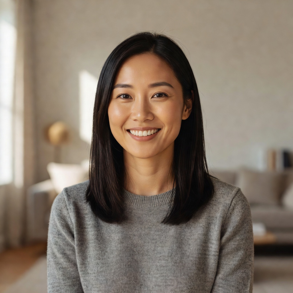 Portrait photo of Sarah Chen smiling warmly